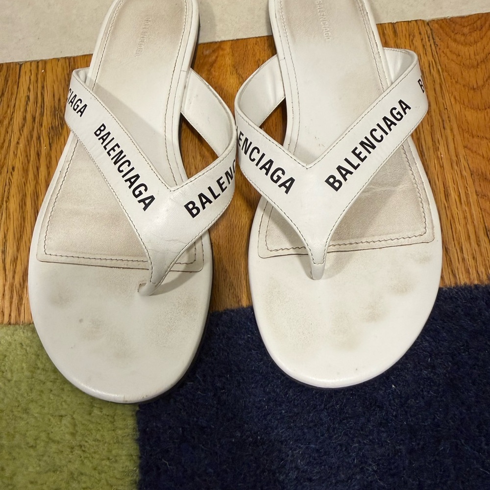 Balenciaga White Logo Sandals